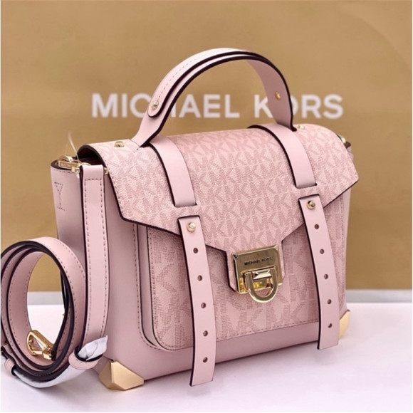 Michael Kors Manhattan Satchel Crossbody Powder Blush Multi - Picture 3 of 16